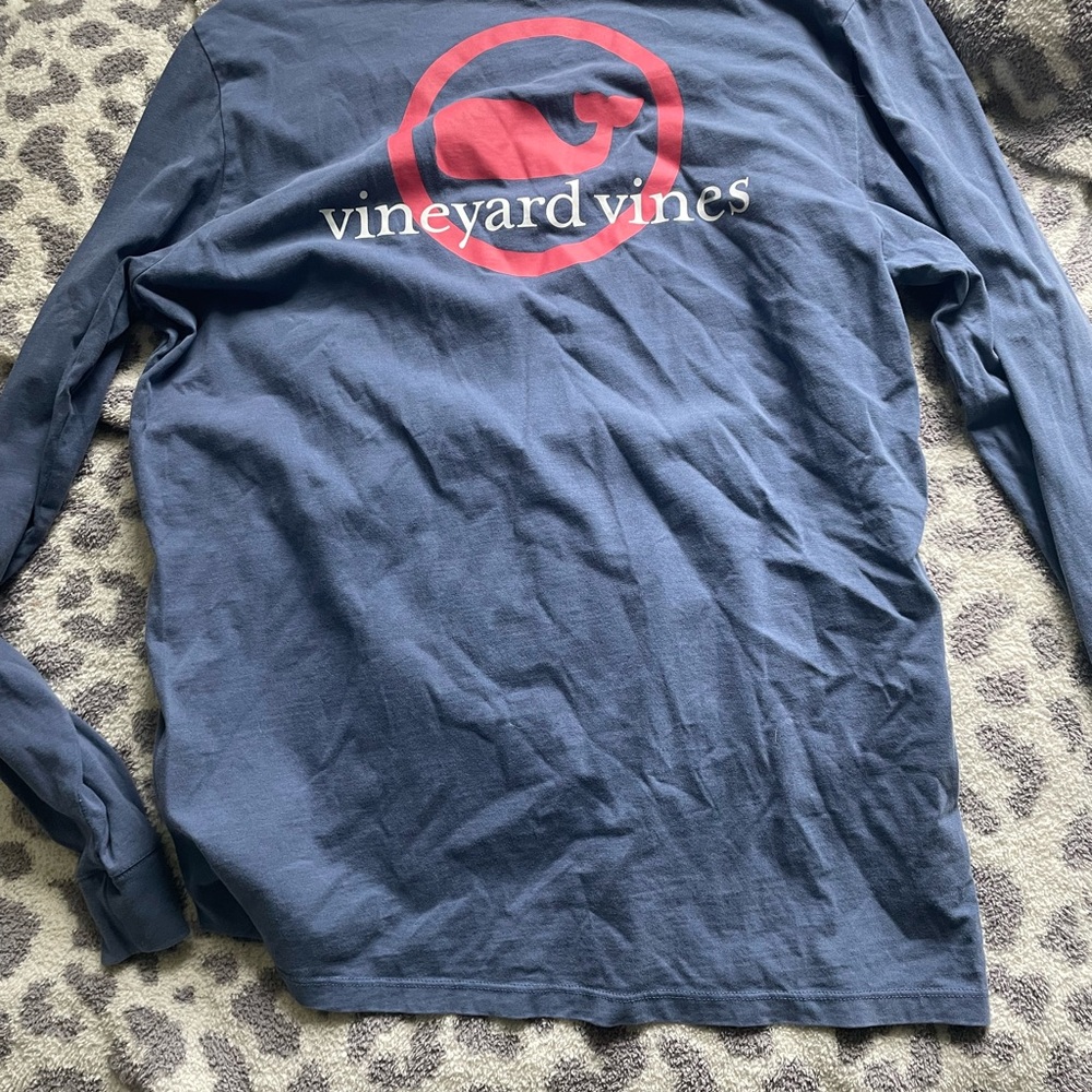 Vineyard Vines Women’s Long Sleeve Crew Neck Pocket Red Whale Blue Size Large